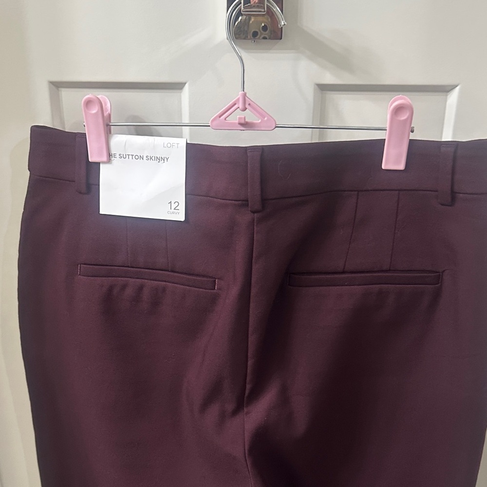 NWT LOFT Dark Burgundy Sutton Ankle Pants 12 - Picture 5 of 6